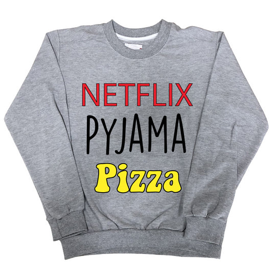 Sweat Homme Netflix Pyjama Pizza gris