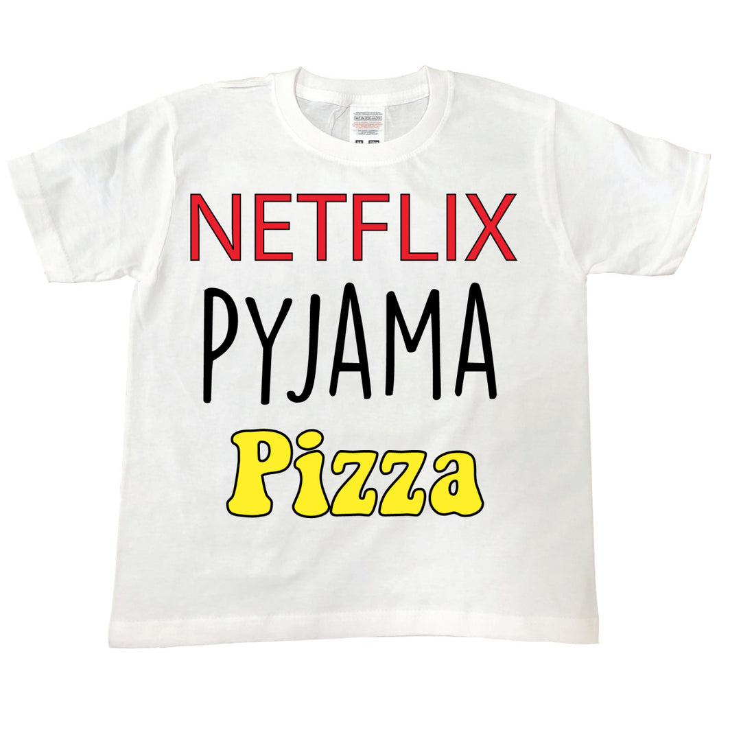 T Shirt enfant Netflix Pyjama Pizza blanc