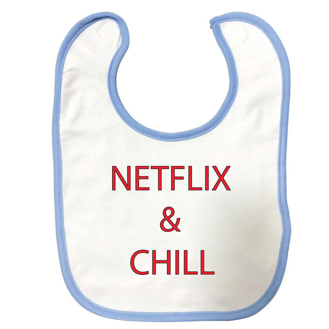 Bavoir bébé Netflix and chill Bleu