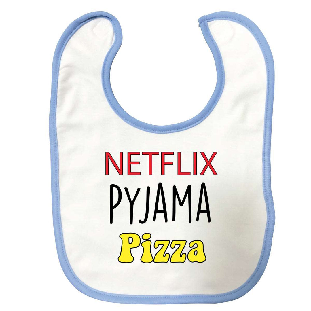 Bavoir bébé Netflix Pyjama Pizza Bleu