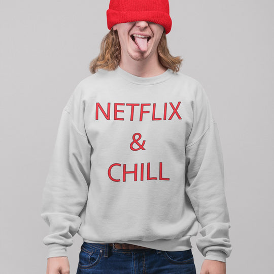 Sweat Homme Netflix and chill gris