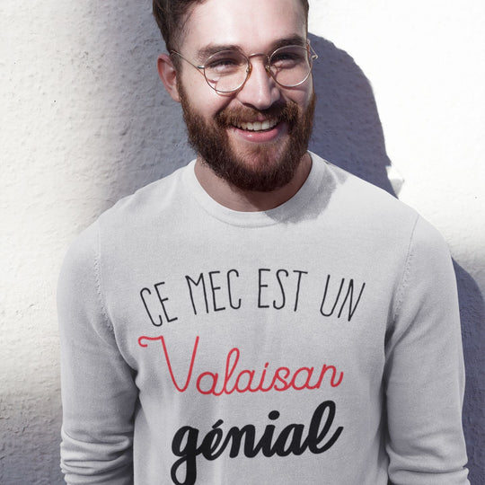 Sweat Homme Ce mec est un valaisan genial gris