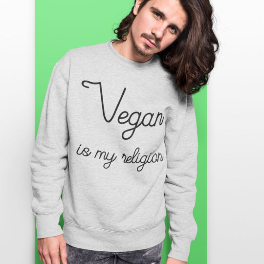 Sweat Homme Vegan is my religion gris