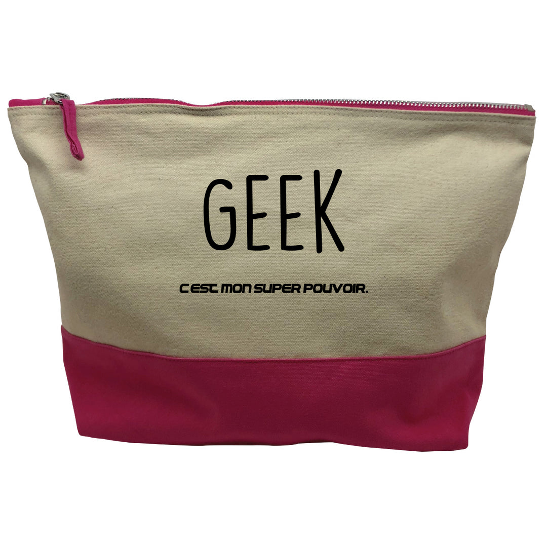 pochette rose Geek c'est mon super pouvoir