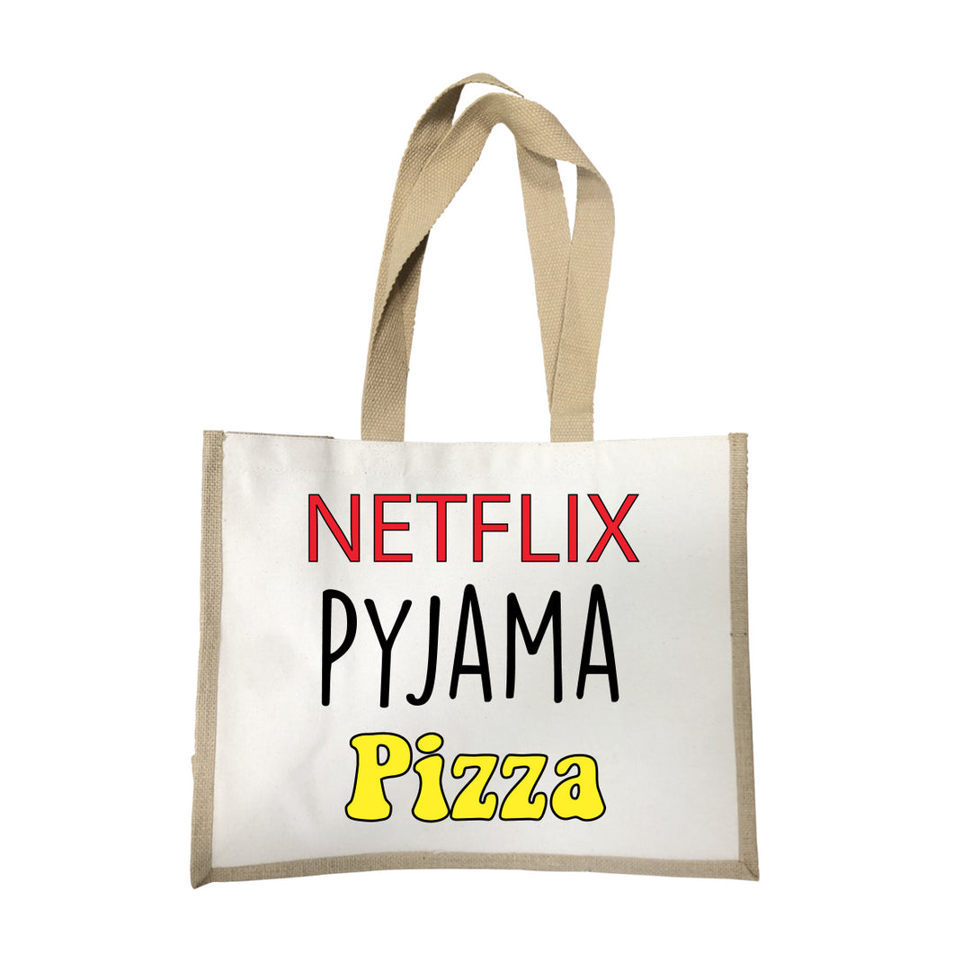 Grand sac Netflix Pyjama Pizza écru