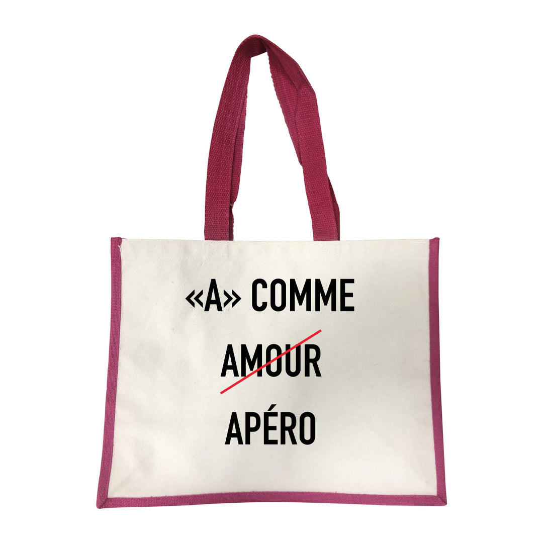Grand sac A comme amour rose
