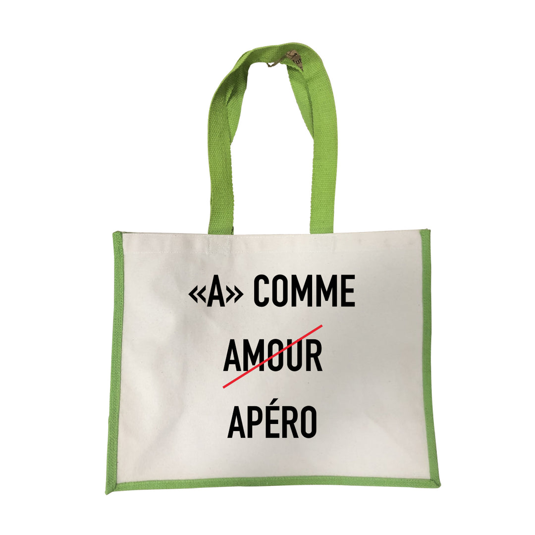 Grand sac A comme amour vert