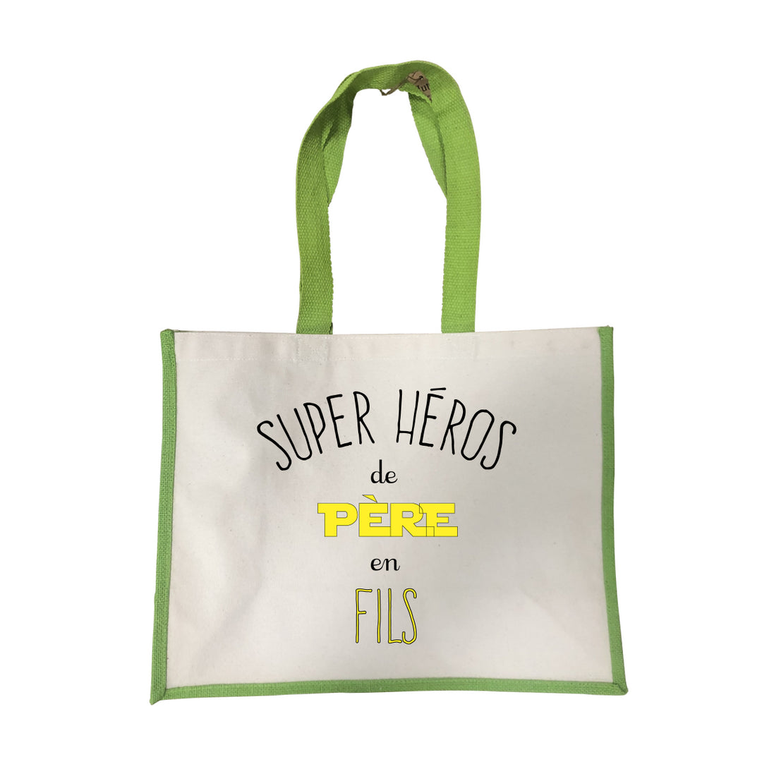 Grand sac Super heros de pere en fils vert