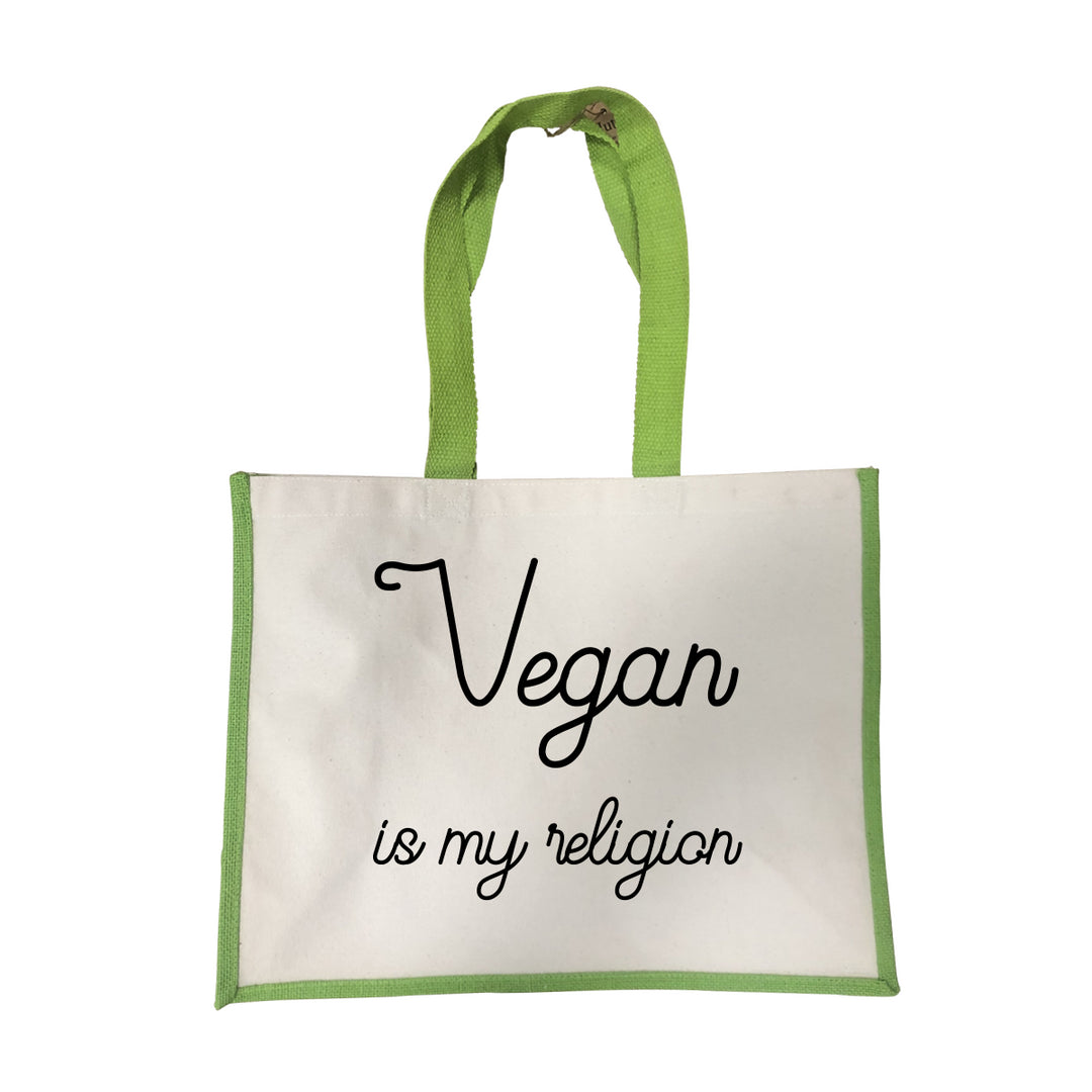 Grand sac Vegan is my religion vert