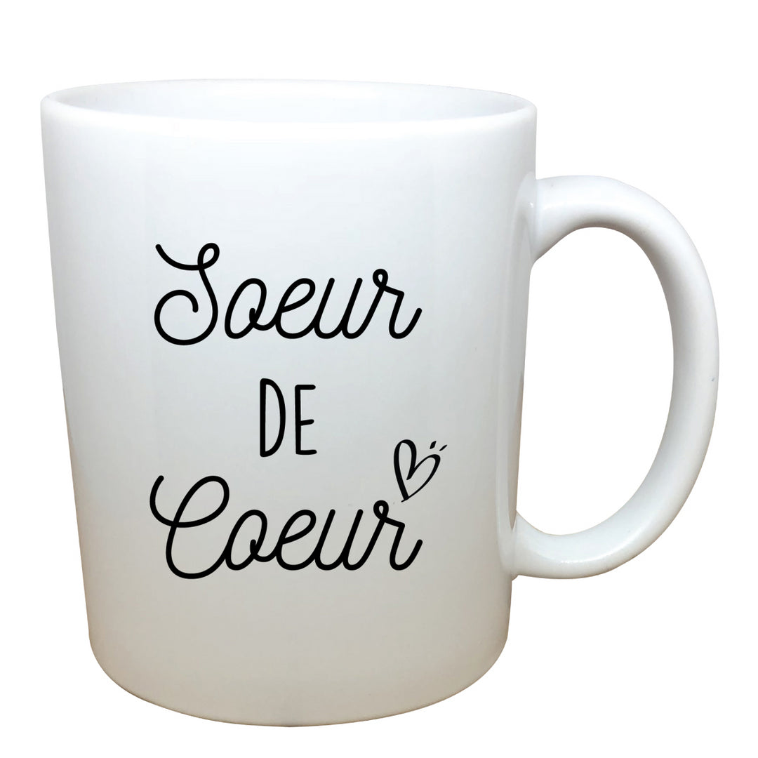 Mug tasse à café et a thé blanche Soeur-de-coeur