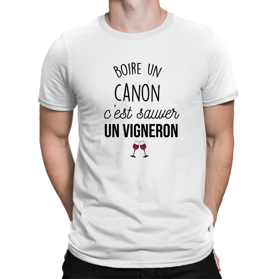 T-shirt homme Boire un canon c'est sauver un vigneron - L'atelier Suisse