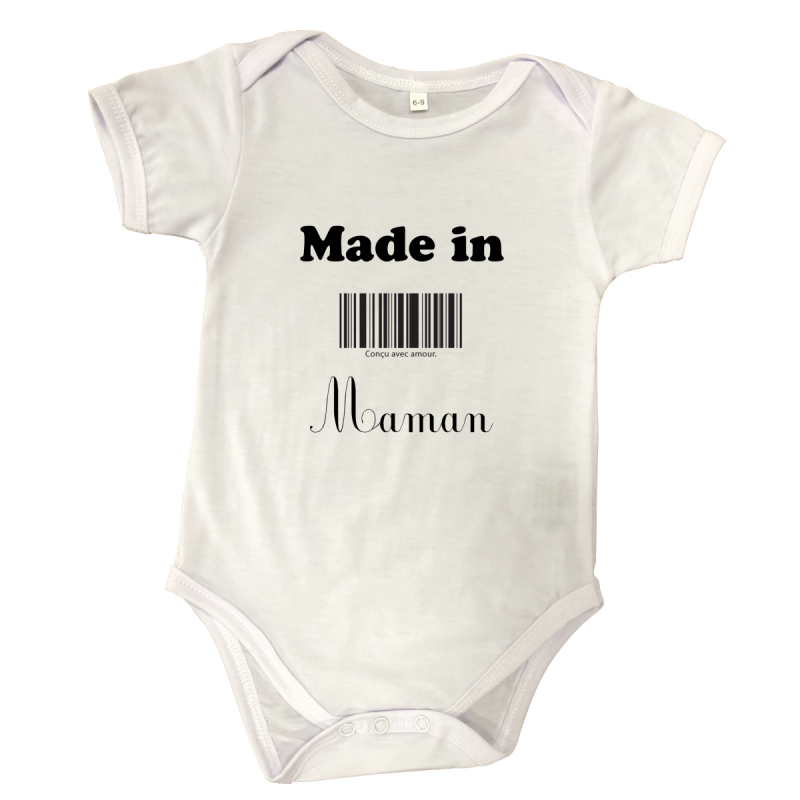 Body personnalisé manches courtes Made in Maman