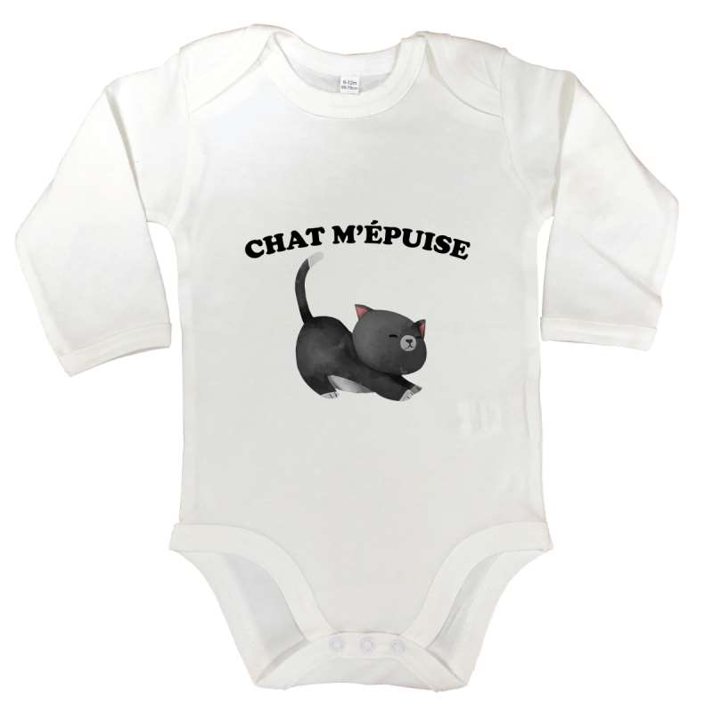 Body manches longues Chat m'épuise