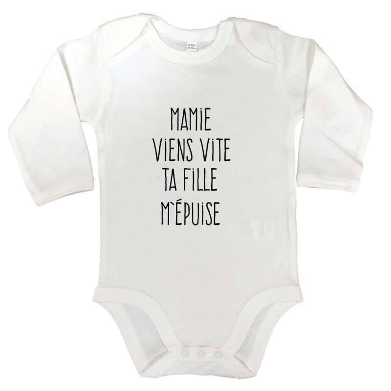 Body manches longues Mamie viens vite ta fille m'épuise