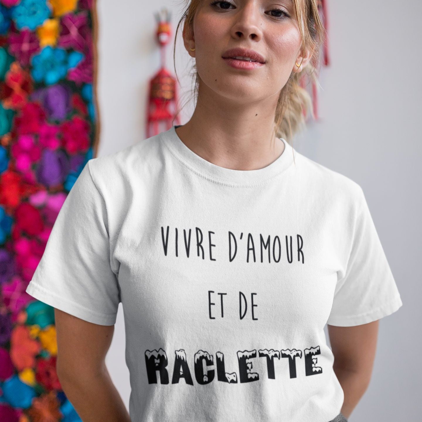 T-shirt femme Vivre d'amour et de raclette - L'atelier Suisse